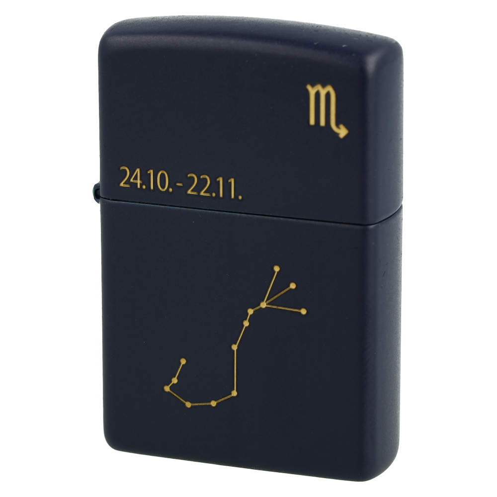 Zippo Feuerzeug Navy Blau matt gelasert Scorpio Zippo Feuerzeug Navy Blau matt gelasert Scorpio