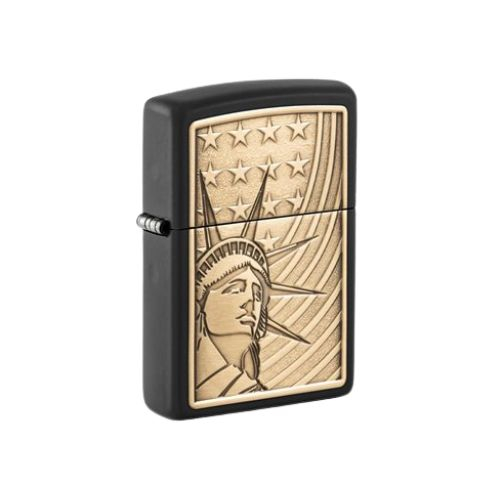 Zippo Feuerzeug Plakette Messing Liberty & Flag Schwarz Zippo Feuerzeug Plakette Messing Liberty & Flag Schwarz