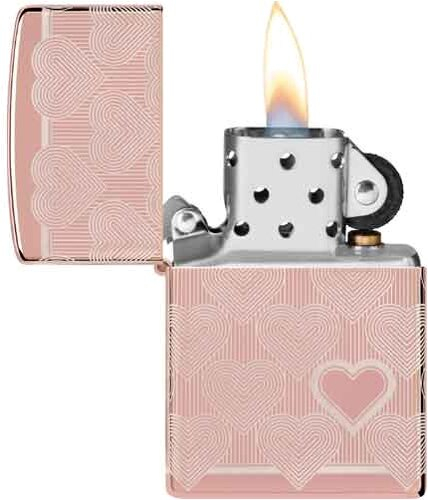 Zippo Feuerzeug Rose Gold gelasert Heart Design Zippo Feuerzeug Rose Gold gelasert Heart Design