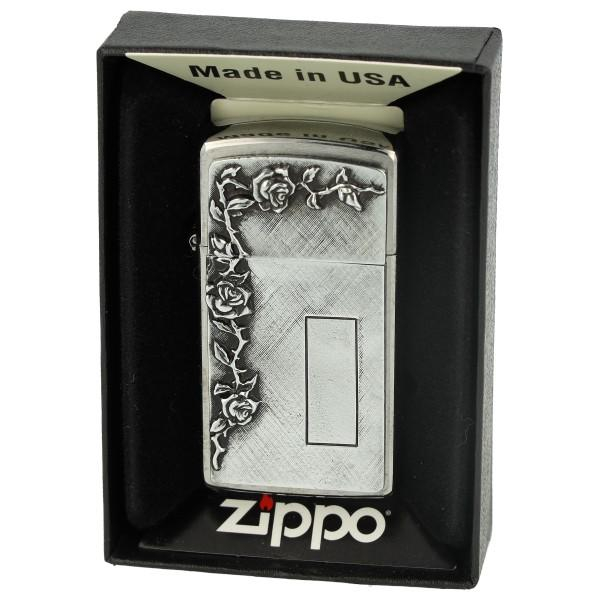 Zippo Feuerzeug Rose with panel Slim Zippo Feuerzeug Rose with panel Slim