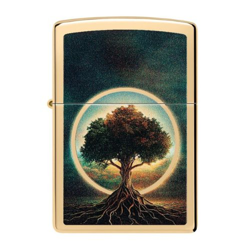 Zippo Feuerzeug Sacred Tree of Life messing poliert Zippo Feuerzeug Sacred Tree of Life messing poliert