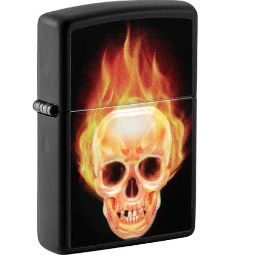Zippo Feuerzeug schwarz 3D-Druck Flaming Skull Zippo Feuerzeug schwarz 3D-Druck Flaming Skull
