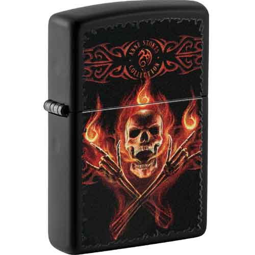 Zippo Feuerzeug schwarz color Anne Stoke Flaming Skull Zippo Feuerzeug schwarz color Anne Stoke Flaming Skull