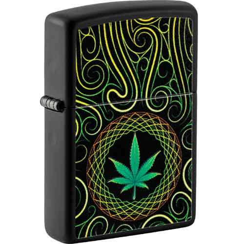 Zippo Feuerzeug schwarz color Cannabis Design Glow in the Dark Zippo Feuerzeug schwarz color Cannabis Design Glow in the Dark