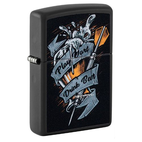Zippo Feuerzeug Schwarz color Darts Design Play Dart Drink Beer Zippo Feuerzeug Schwarz color Darts Design Play Dart Drink Beer