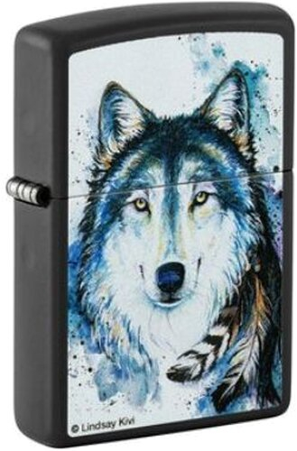 Zippo Feuerzeug Schwarz Color Lindsay Kivi Wolf Zippo Feuerzeug Schwarz Color Lindsay Kivi Wolf