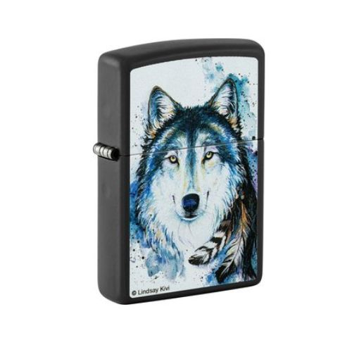Zippo Feuerzeug Schwarz Color Lindsay Kivi Wolf Zippo Feuerzeug Schwarz Color Lindsay Kivi Wolf