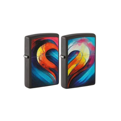 Zippo Feuerzeug Set Schwarz color Heart 2 Stk