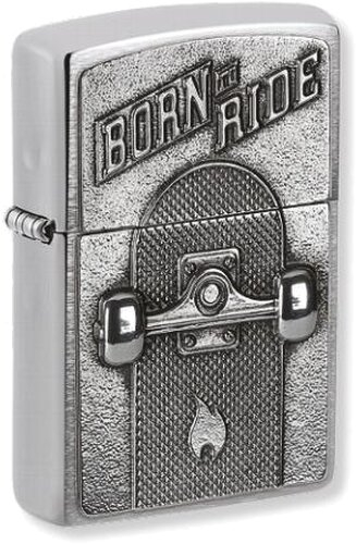 Zippo Feuerzeug Skateboard chrom gebürstet