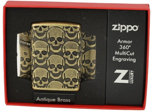 Zippo Feuerzeug Skull Design Antique Brass Zippo Feuerzeug Skull Design Antique Brass