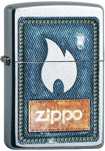 Zippo Feuerzeug Street chrom Denim and Flame Zippo Feuerzeug Street chrom Denim and Flame