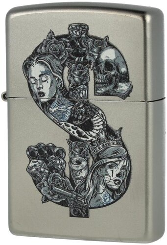 Zippo Feuerzeug Tattoo Dollar satiniert