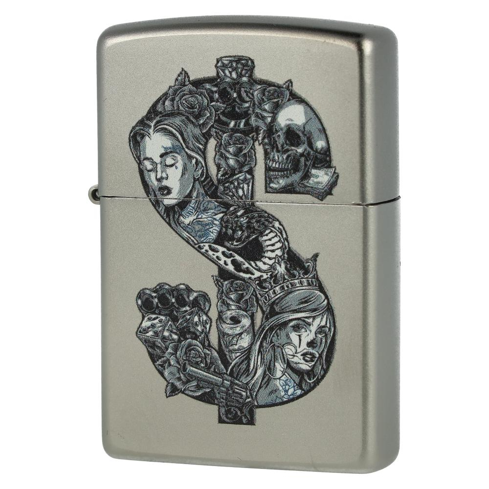 Zippo Feuerzeug Tattoo Dollar satiniert Zippo Feuerzeug Tattoo Dollar satiniert