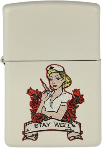 Zippo Feuerzeug Tattoo Nurse weiß matt