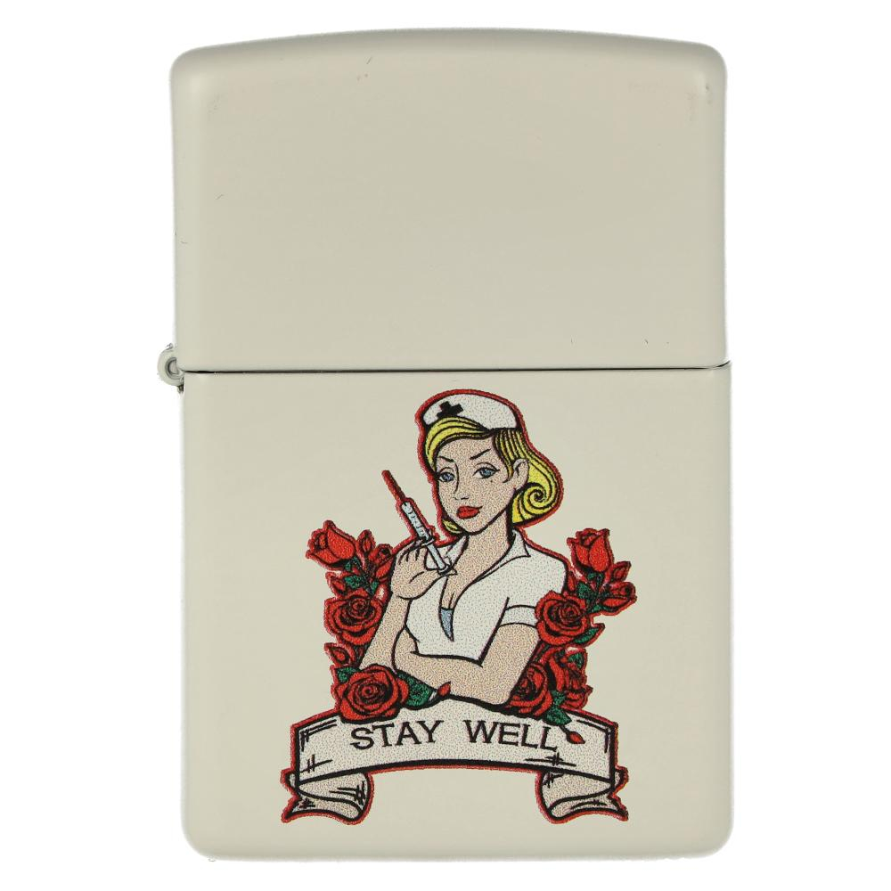 Zippo Feuerzeug Tattoo Nurse weiß matt Zippo Feuerzeug Tattoo Nurse weiß matt