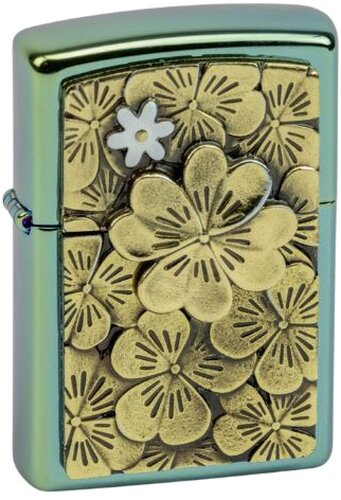 Zippo Feuerzeug Teal Poliert Plakette Trick Golden Clover/Leave limitiert Zippo Feuerzeug Teal Poliert Plakette Trick Golden Clover/Leave limitiert