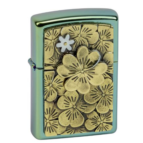 Zippo Feuerzeug Teal Poliert Plakette Trick Golden Clover/Leave limitiert Zippo Feuerzeug Teal Poliert Plakette Trick Golden Clover/Leave limitiert
