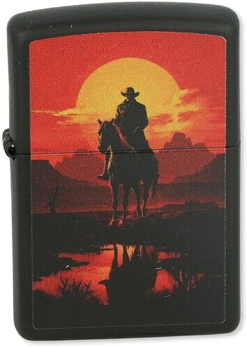 Zippo Feuerzeug Western Scene Design Black Matte