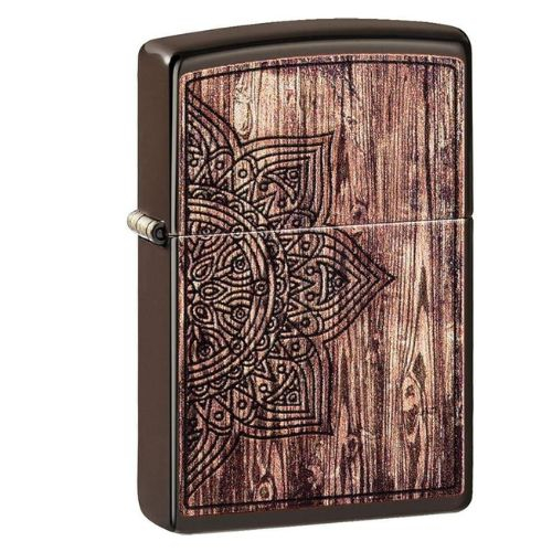 Zippo Feuerzeug Wood Mandala Design Braun Zippo Feuerzeug Wood Mandala Design Braun