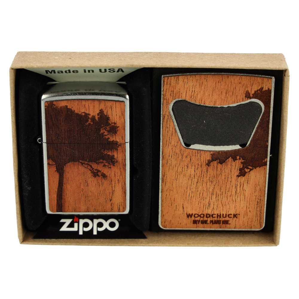 Zippo Feuerzeug Woodchuck Lighter & Flaschenöffner Chrom/Braun Zippo Feuerzeug Woodchuck Lighter & Flaschenöffner Chrom/Braun