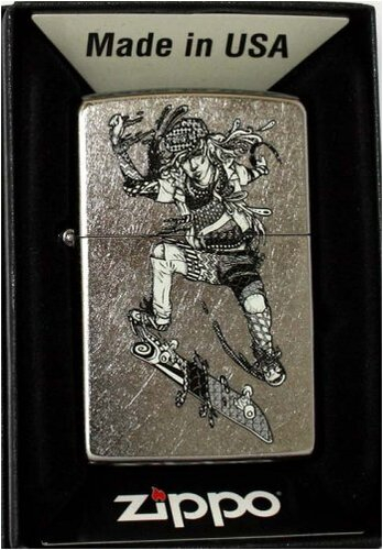 Zippo Feuerzeug Zentangle Skateboarder