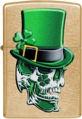 ZIPPO Gold Dusky Irish Skull