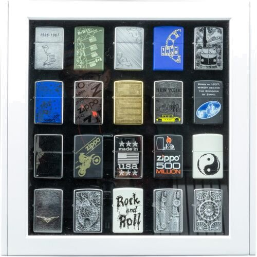 Zippo Holz Sammlervitrine weiß 20er
