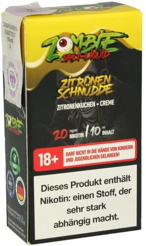 Zombie Nikotinsalz Liquid Zitronenschnüdde 20mg Zombie Nikotinsalz Liquid Zitronenschnüdde 20mg