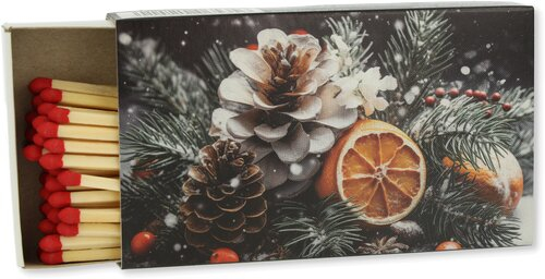 Zündhölzer Weihnachten Orange Tannenzapfen und Zweige 1x45 Stück