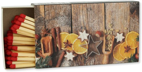 Zündhölzer Weihnachten Orange Zimtsterne und Gewürze 1x45 Stück