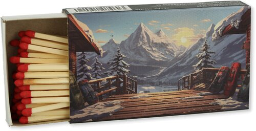 Zündhölzer Winter Schneebedeckte Berge und Sonnenaufgang 1x45 Stück Nr.4