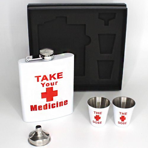 Angelo Flachmann Set Take your medicine 6oz. Angelo Flachmann Set Take your medicine 6oz.