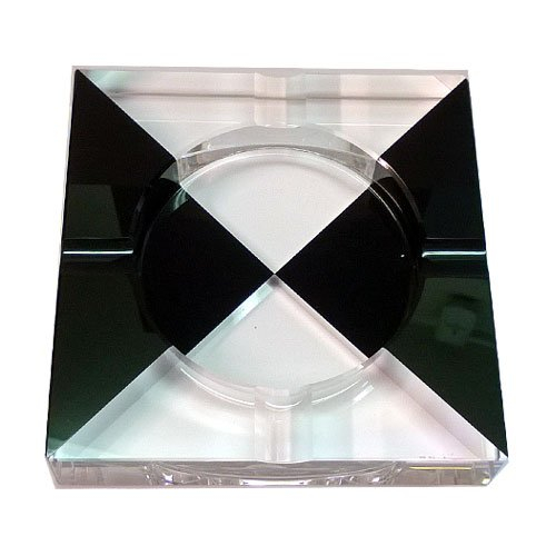 Ascher für Zigaretten Glas Schwarz-Weiß 4 Ablagen Ascher für Zigaretten Glas Schwarz-Weiß 4 Ablagen