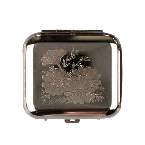 Cool Taschenaschenbecher eckig chrom poliert Blumen Cool Taschenaschenbecher eckig chrom poliert Blumen