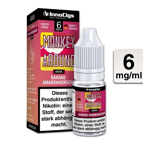 E-Liquid InnoCigs Monkey Around Banane-Amarenakirsche 6 mg Nikotin E-Liquid InnoCigs Monkey Around Banane-Amarenakirsche 6 mg Nikotin
