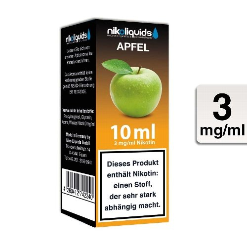 E-Liquid NIKOLIQUIDS Apfel 3 mg Nikotin 50 / 50 E-Liquid NIKOLIQUIDS Apfel 3 mg Nikotin 50 / 50