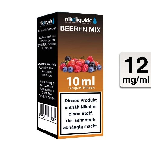 E-Liquid NIKOLIQUIDS Beeren Mix 12 mg Nikotin 50 / 50 E-Liquid NIKOLIQUIDS Beeren Mix 12 mg Nikotin 50 / 50