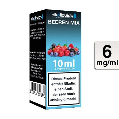 E-Liquid NIKOLIQUIDS Beeren Mix 6 mg Nikotin 50 / 50 E-Liquid NIKOLIQUIDS Beeren Mix 6 mg Nikotin 50 / 50