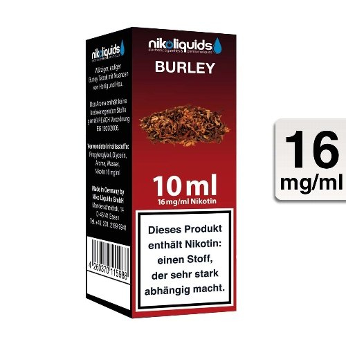 E-Liquid NIKOLIQUIDS Burley Tabak 16 mg Nikotin E-Liquid NIKOLIQUIDS Burley Tabak 16 mg Nikotin