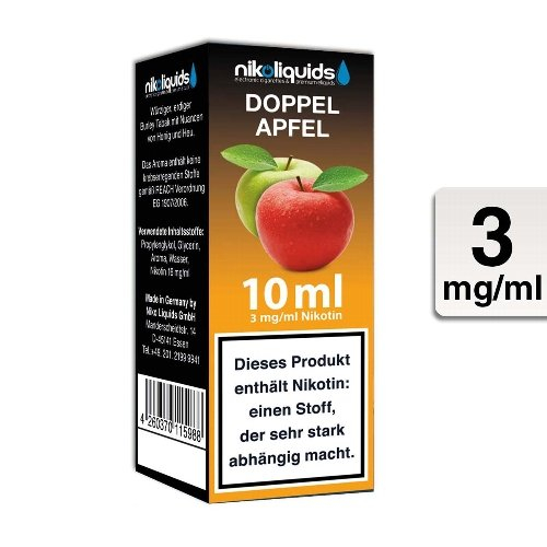 E-Liquid NIKOLIQUIDS Doppel Apfel 3 mg Nikotin E-Liquid NIKOLIQUIDS Doppel Apfel 3 mg Nikotin