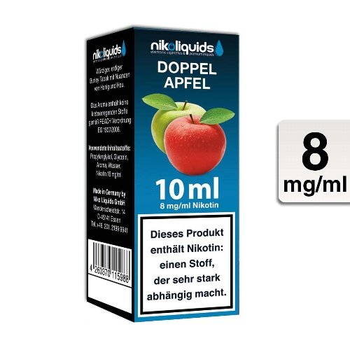 E-Liquid NIKOLIQUIDS Doppel Apfel 8 mg Nikotin E-Liquid NIKOLIQUIDS Doppel Apfel 8 mg Nikotin