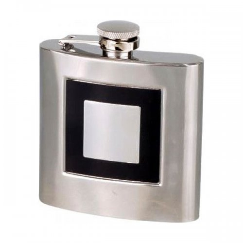 Flachmann Edelstahl poliert/Gravurfeld eckig 6oz/180ml Flachmann Edelstahl poliert/Gravurfeld eckig 6oz/180ml