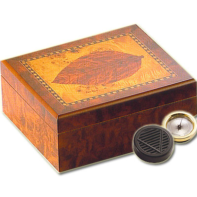 Humidor mit Intarsien Tabakblatt Motiv Humidor mit Intarsien Tabakblatt Motiv