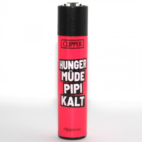 Clipper Feuerzeug Slogan 22 - 1/4 Hunger Müde Pipi Kalt Clipper Feuerzeug Slogan 22 - 1/4 Hunger Müde Pipi Kalt