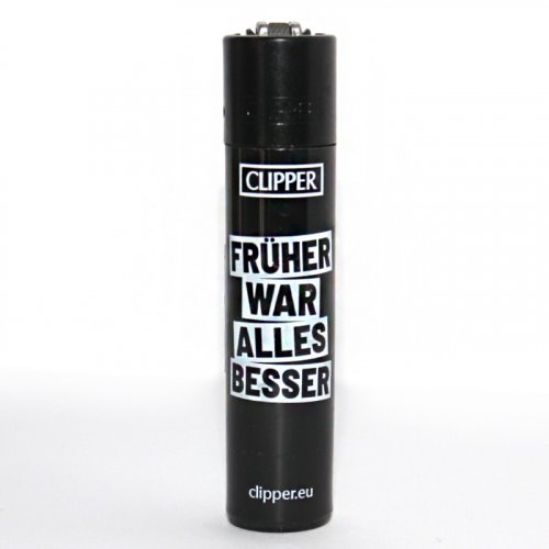 Clipper Feuerzeug Slogan 22 - 2/4 FRÜHER WAR ALLES BESSER Clipper Feuerzeug Slogan 22 - 2/4 FRÜHER WAR ALLES BESSER