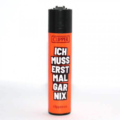 Clipper Feuerzeug Slogan 22 - 3/4 ICH MUSS ERST MAL GAR NIX Clipper Feuerzeug Slogan 22 - 3/4 ICH MUSS ERST MAL GAR NIX