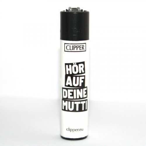 Clipper Feuerzeug Slogan 22 - 4/4 HÖR AUF DEINE MUTTI Clipper Feuerzeug Slogan 22 - 4/4 HÖR AUF DEINE MUTTI