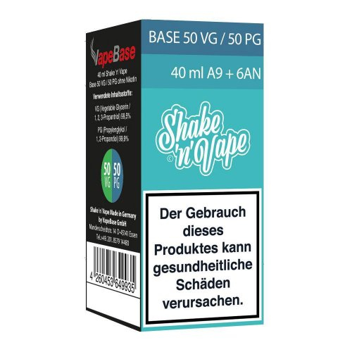 Nikoliquids Shake n Vape Grundbase 50/50 Türkis 40ml A9 + 6AN für 9mg Nikoliquids Shake n Vape Grundbase 50/50 Türkis 40ml A9 + 6AN für 9mg