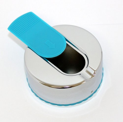 Taschenaschenbecher mit Schiebedeckel Rund Chrome Blau Taschenaschenbecher mit Schiebedeckel Rund Chrome Blau