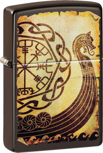 ZIPPO Braun Matt Viking Ship ZIPPO Braun Matt Viking Ship